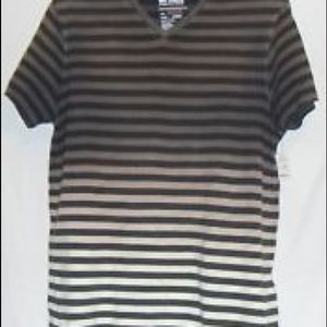 Urban Pipeline Striped Gray/Black V-neck Tee NWT